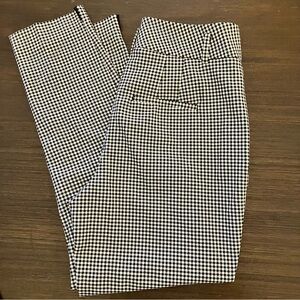 Black and white gingham check White House Black Market tapered ankle slacks